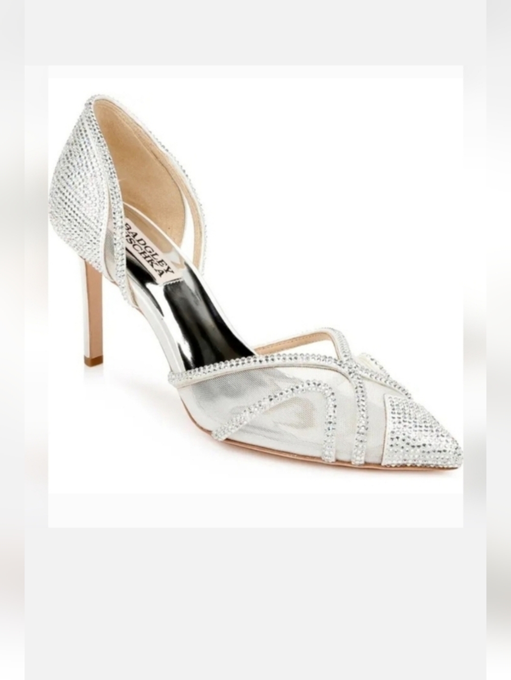 Badgley Mischka Haze Slip-On Silver Crystal Pointed Toe Pumps Heels Size 10